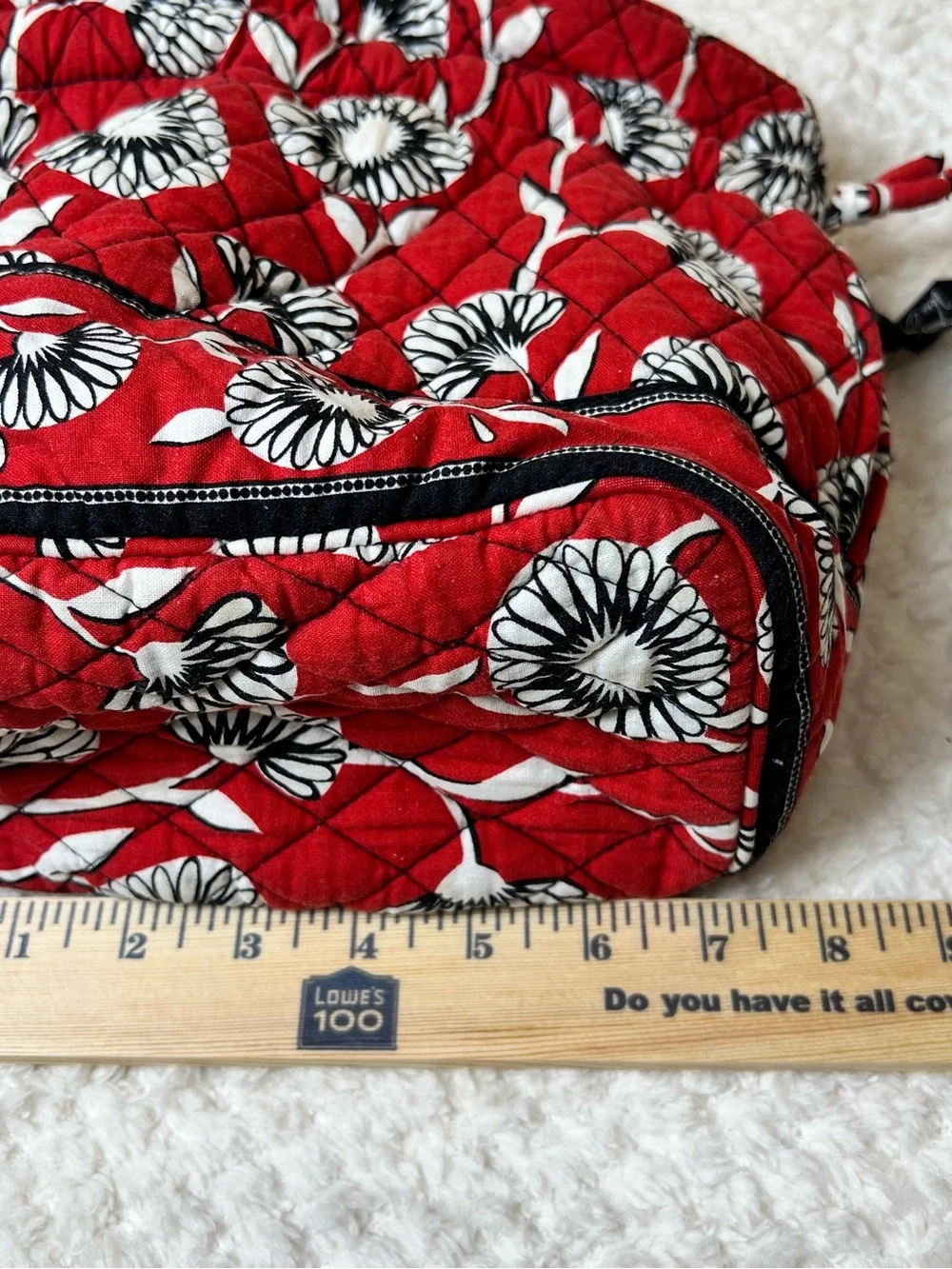 Vera Bradley Red Deco Daisy Small Floral Cinch Tote - Cottagecore Quilted Y2K